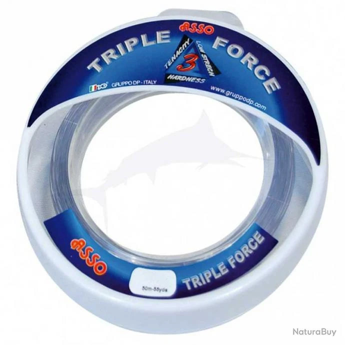 Asso Nylon Triple Force 177lb Gris Acier 50m 3 Asso Nylon Triple Force 177lb Gris Acier 50m