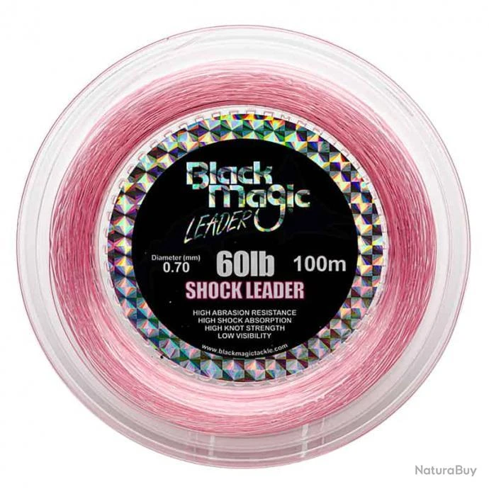 Black Magic Shock Leader Pink 60lb 3 Black Magic Shock Leader Pink 60lb