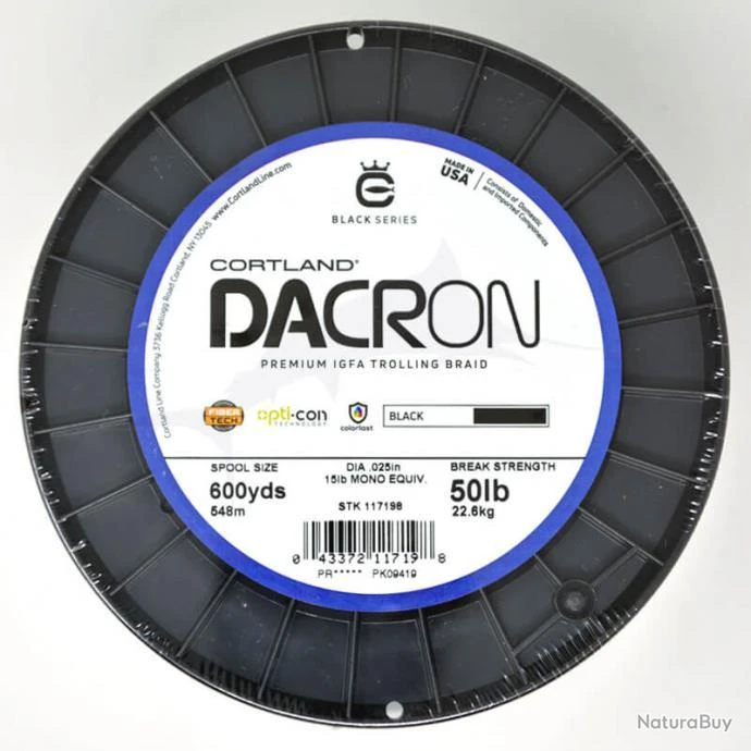 Dacron Cortland Premium IGFA Trolling Braid (600 Yds) Noir 50lb 3 Dacron Cortland Premium IGFA Trolling Braid (600 Yds) Noir 50lb