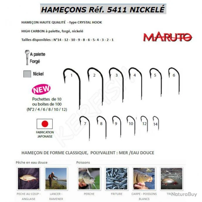 HAMEÇONS SIMPLES NICKELÉ MARUTO 4 100 3 HAMEÇONS SIMPLES NICKELÉ MARUTO 4 100