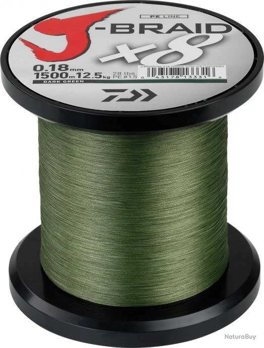 J-Braid X 8 1500 M Verte Daiwa Ø 0.28 Mm / PE 4.0 / 26.5 Kg / 58.0 Lbs 3 J-Braid X 8 1500 M Verte Daiwa Ø 0.28 Mm / PE 4.0 / 26.5 Kg / 58.0 Lbs