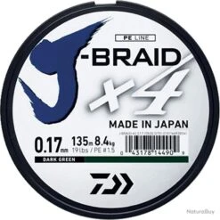 Tresse Daiwa J Braid 8brins Multicolore 1500M 24/100-18KG