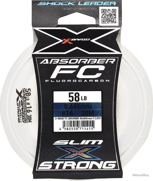 X BRAID X021 FC ABSORBER SLIM STRONG - 88 LBS - 30m 3 X BRAID X021 FC ABSORBER SLIM STRONG - 88 LBS - 30m