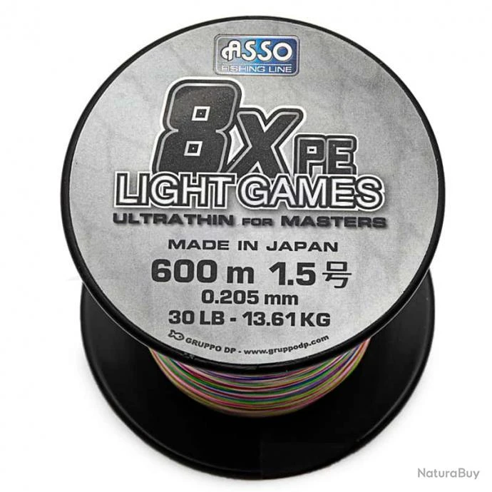 Asso Tresse Light Games 8x Multicolore 30lb 600m 3 Asso Tresse Light Games 8x Multicolore 30lb 600m