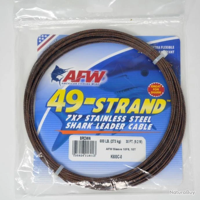 Cable Acier AFW 9m (90, 175, 275 Ou 600 Lbs) 600lb 3 Cable Acier AFW 9m (90, 175, 275 Ou 600 Lbs) 600lb