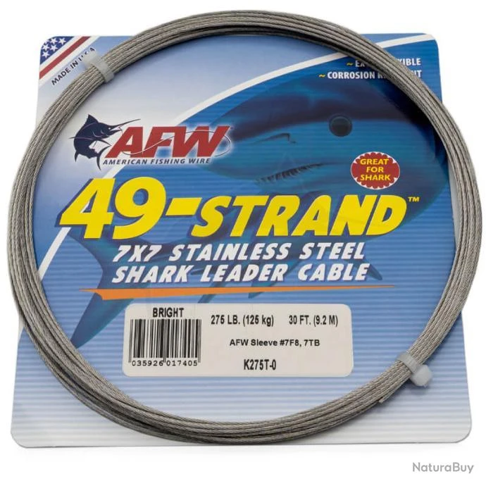 Cable Acier AFW 9m (90, 175, 275 Ou 600 Lbs) 275lb 3 Cable Acier AFW 9m (90, 175, 275 Ou 600 Lbs) 275lb